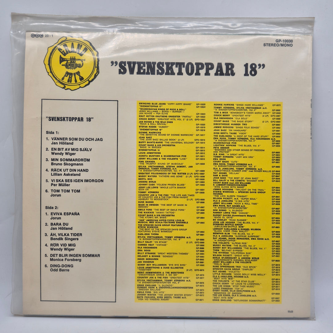Retro LP Svensk Toppar 18 samlingsalbum