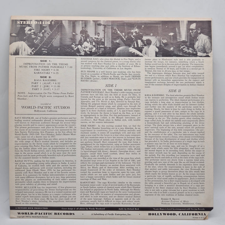 Ravi Shankar vinyl LP retro 1960-tal
