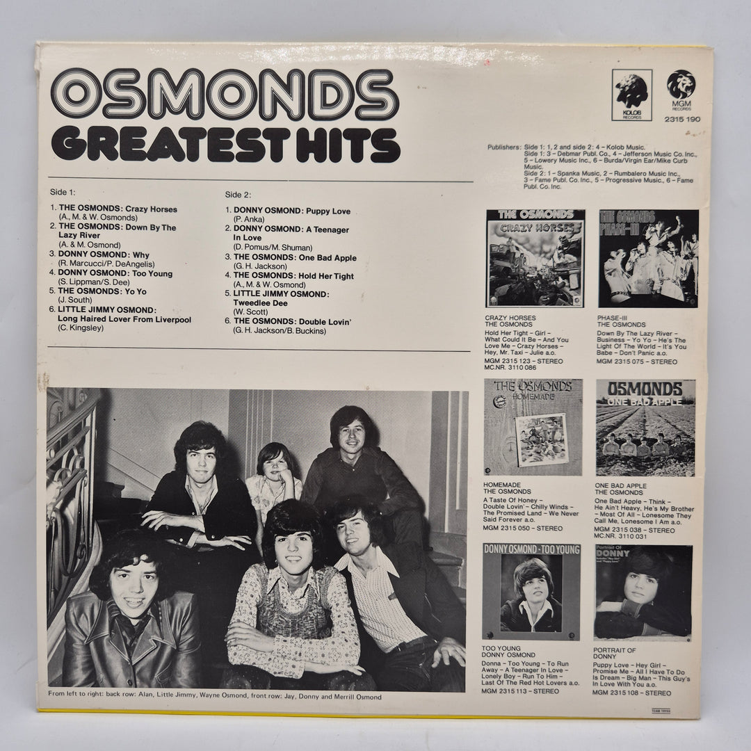 Osmonds Greatest Hits vinyl LP retro 70-tal