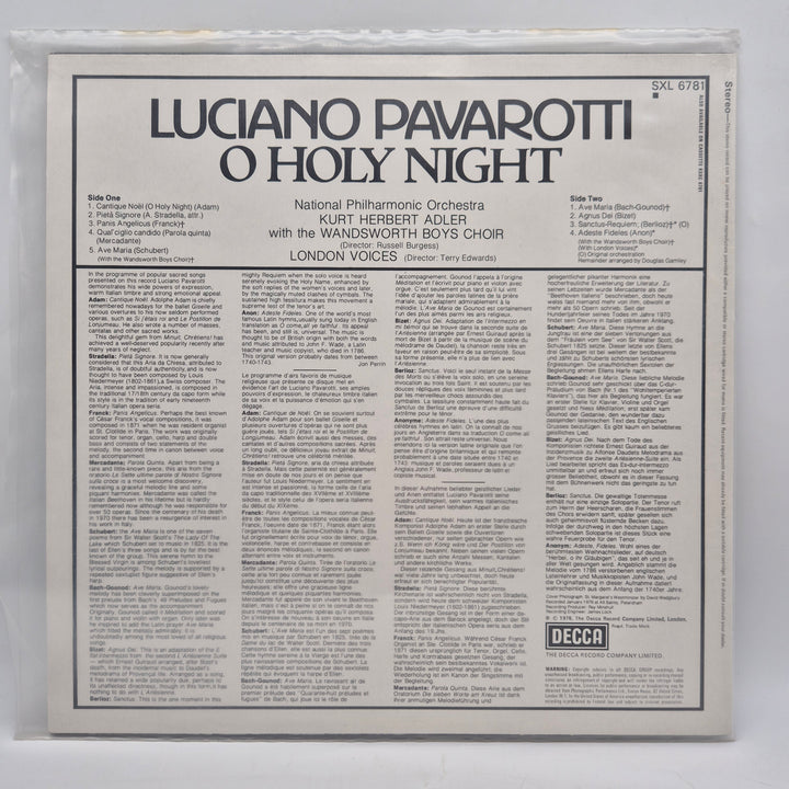 Luciano Pavarotti O Holy Night vinyl LP retro