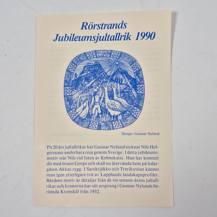 Rörstrand retro jubileumstallrik Nils Holgersson blåvit