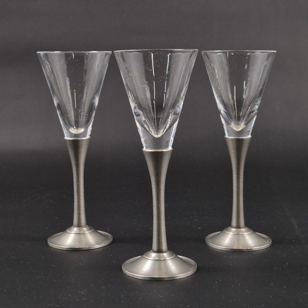 Eleganta snapsglas i glas och metall 3-pack