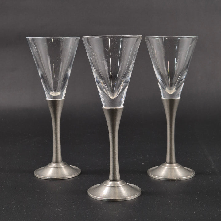 Eleganta snapsglas i glas och metall 3-pack
