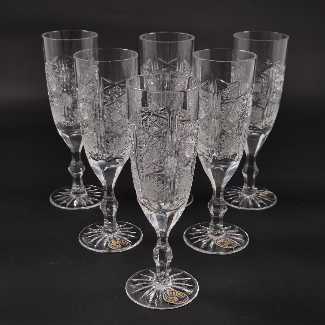 Bohemia kristallchampagneglas retro 6-pack