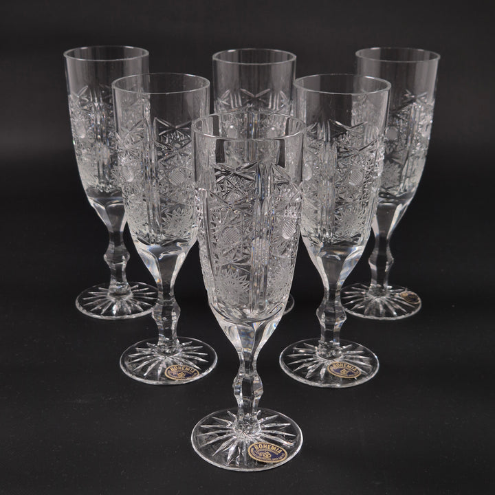 Bohemia kristallchampagneglas retro 6-pack