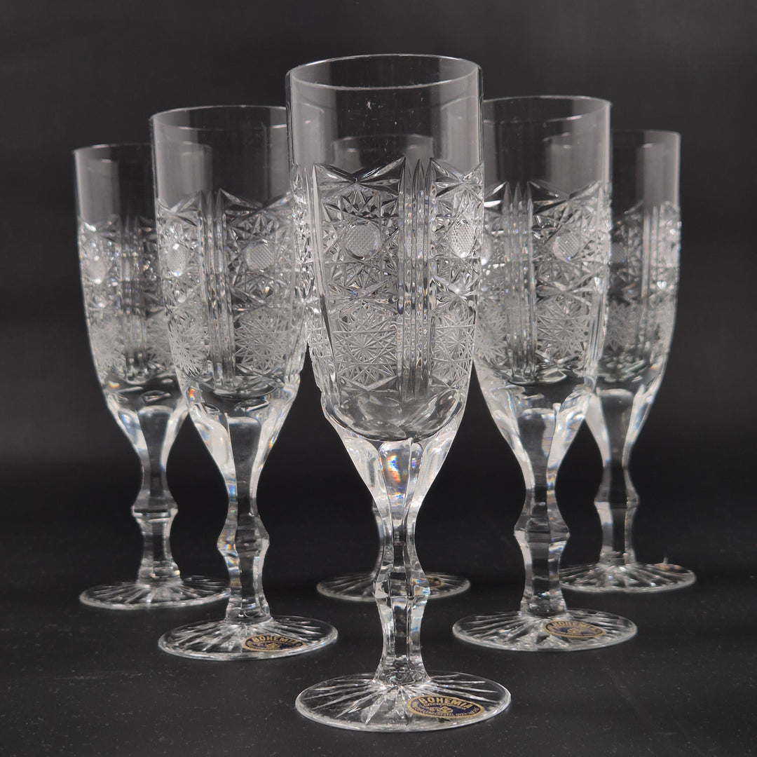 Bohemia kristallchampagneglas retro 6-pack