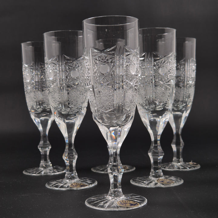 Bohemia kristallchampagneglas retro 6-pack