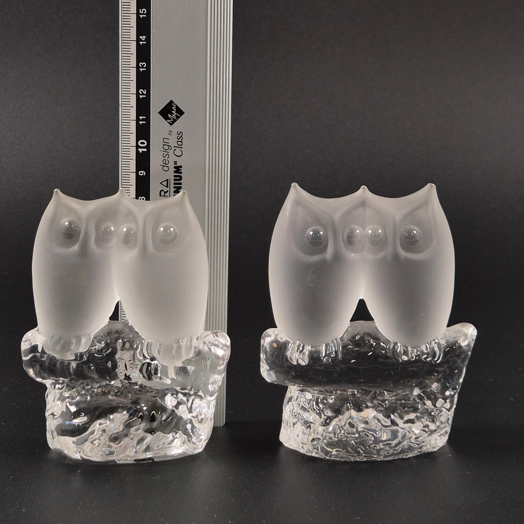 Dekorativa ugglor i frostat pressat glas