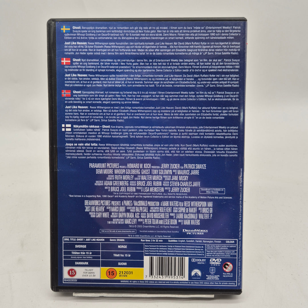 Romantisk dubbel DVD Ghost Just Like Heaven