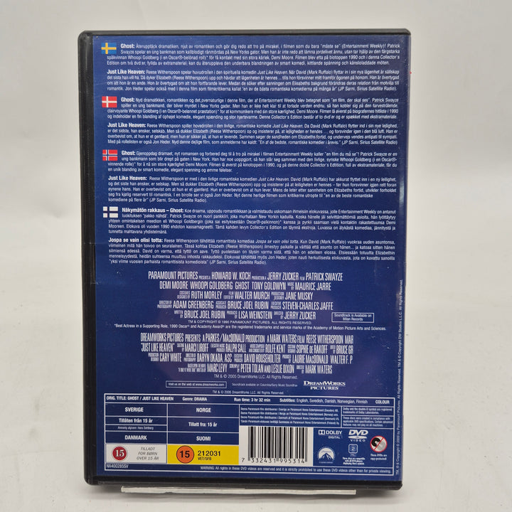 Romantisk dubbel DVD Ghost Just Like Heaven