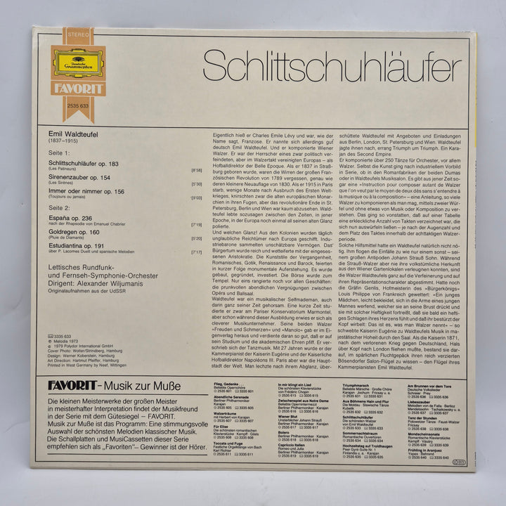 Retro LP Emil Waldteufel valser Deutsche Grammophon