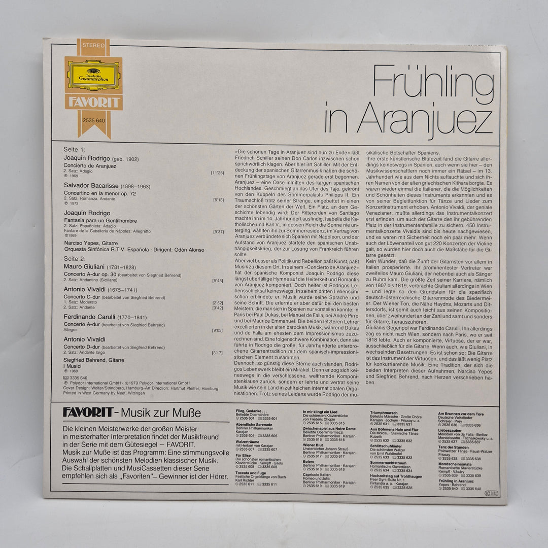 Retro LP Frühling in Aranjuez Deutsche Grammophon