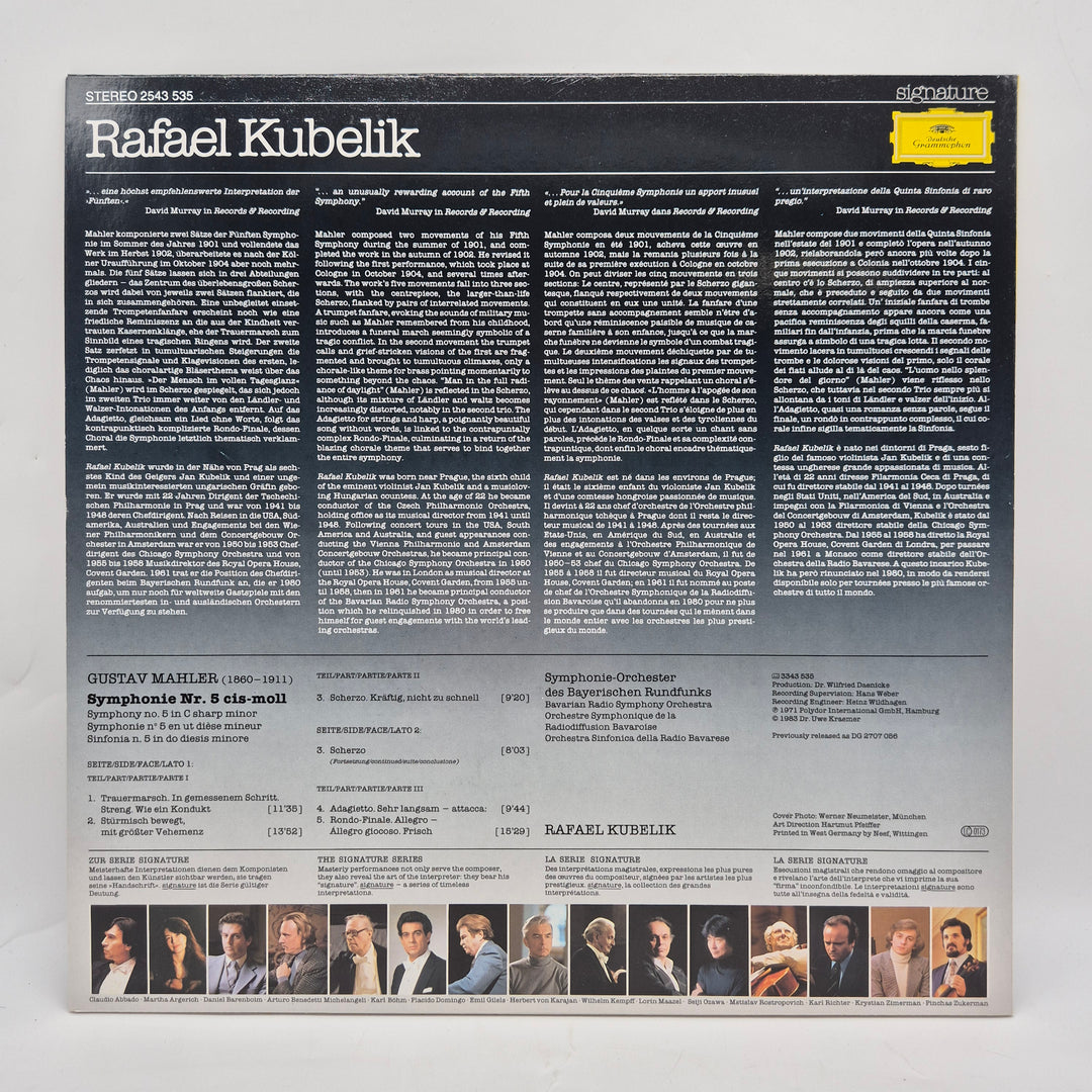 Mahler Symfoni nr 5 LP Deutsche Grammophon