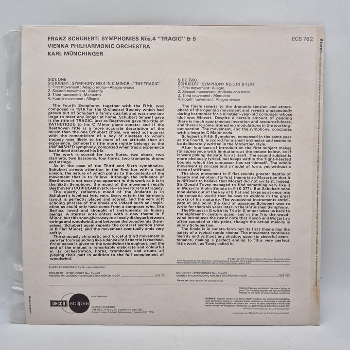 Schubert symfonier 4 och 5 retro LP
