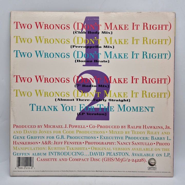 David Peaston retro vinylsingel Two Wrongs