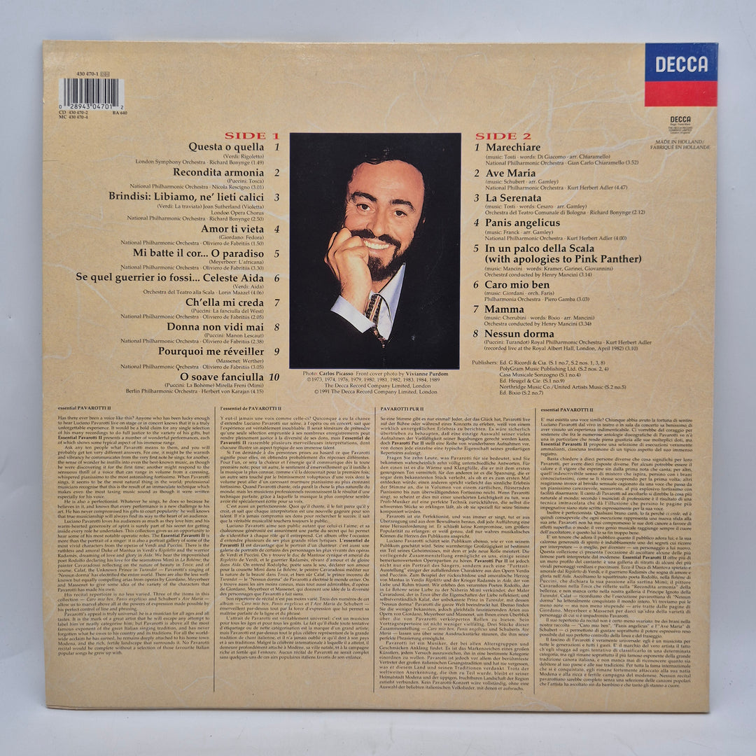 Essential Pavarotti II klassisk Decca vinylskiva