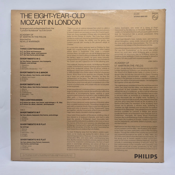 Mozart in London retro vinyl LP Philips