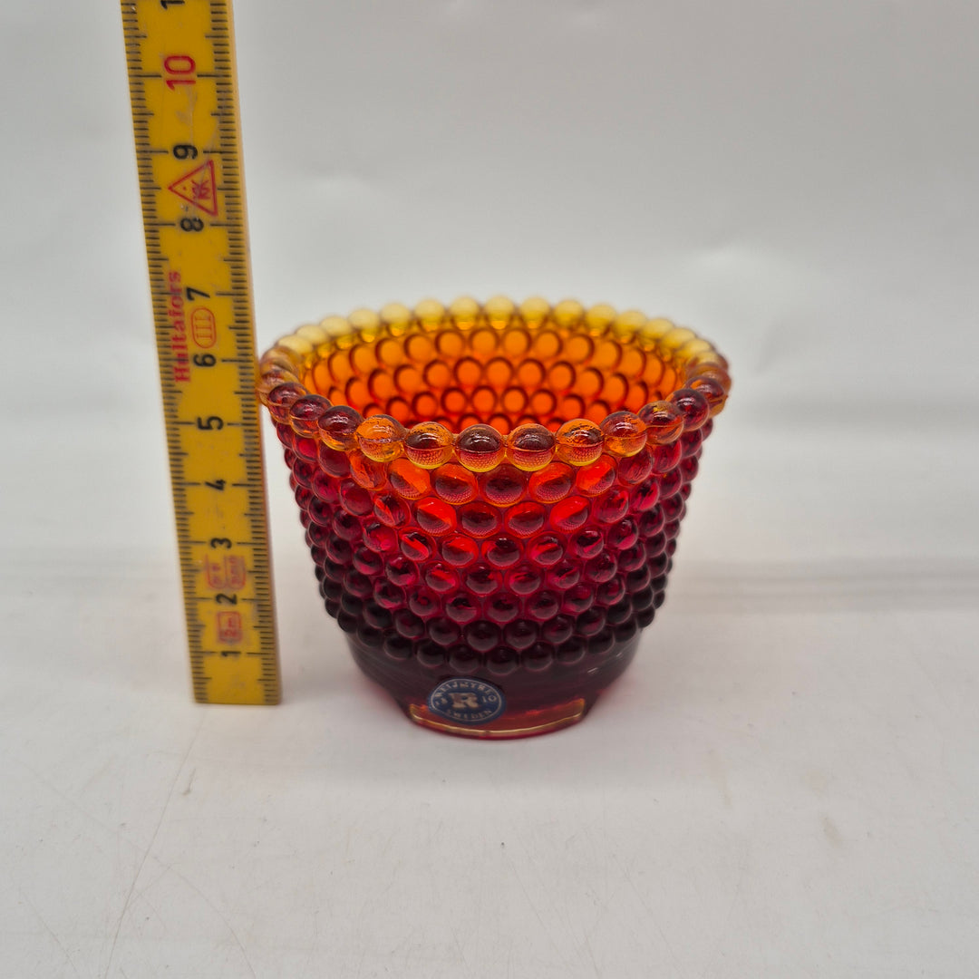 Reijmyre retro glasskål rödorange bubbligt glas