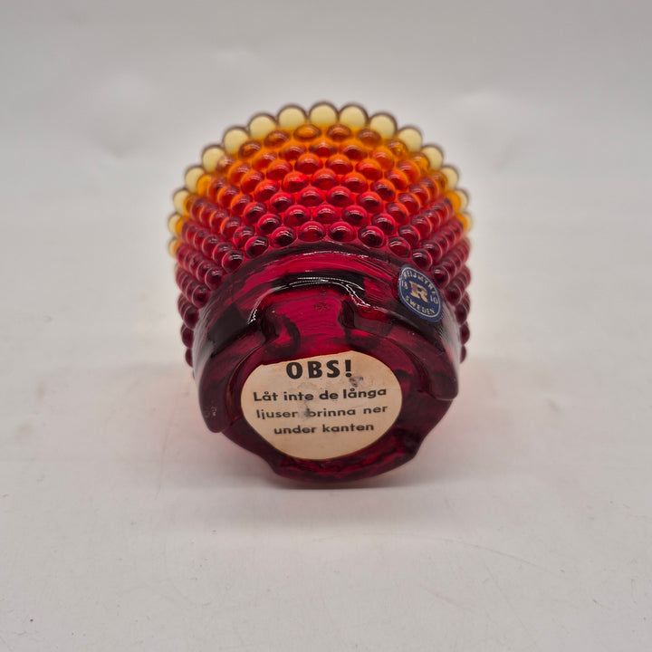 Reijmyre retro glasskål rödorange bubbligt glas