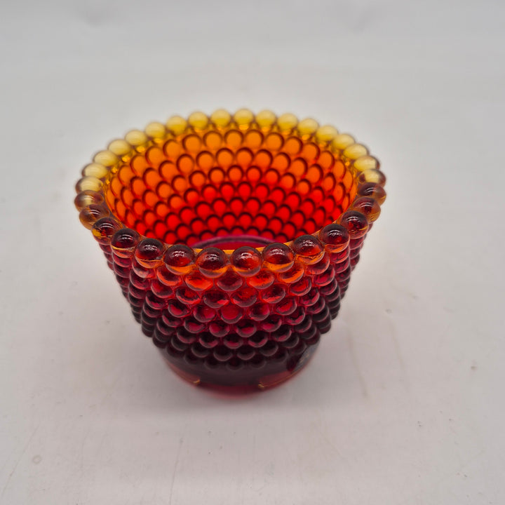 Reijmyre retro glasskål rödorange bubbligt glas