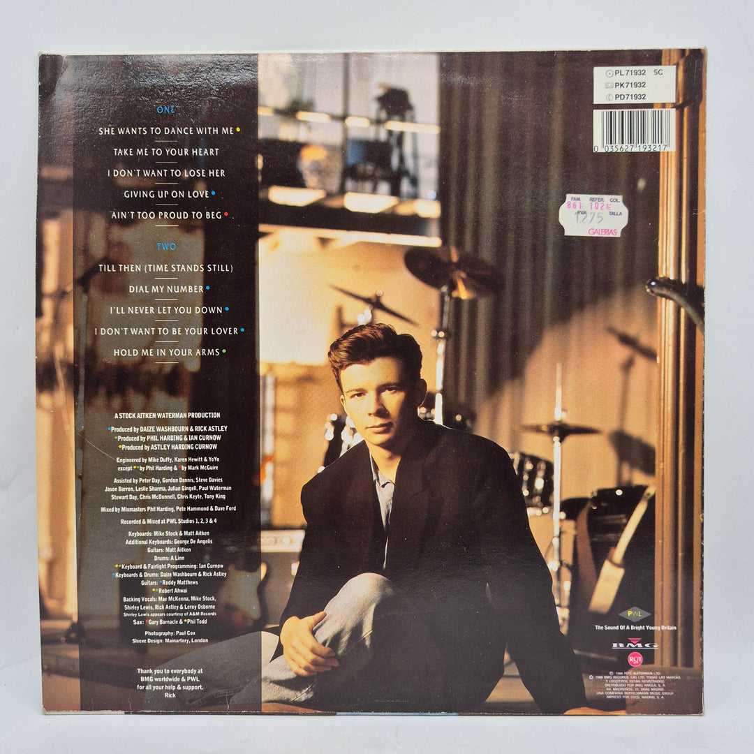 Rick Astley Hold Me In Your Arms vinyl LP