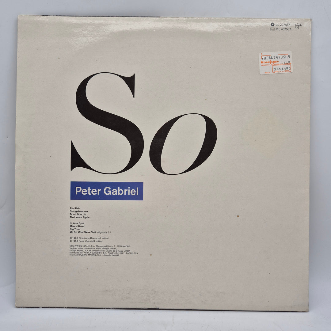 Peter Gabriel So vinyl LP retro 1980-tal