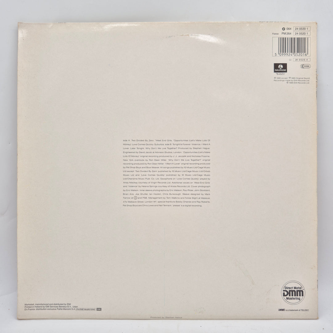 Pet Shop Boys Please vinyl LP retro 80-tal