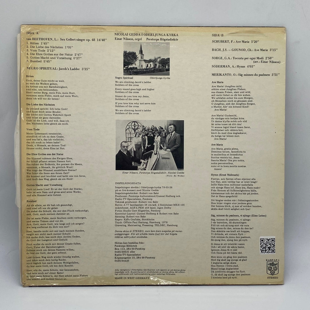 Nicolai Gedda i Oderljunga Kyrka Vinylskiva - Homy Secondhand Online