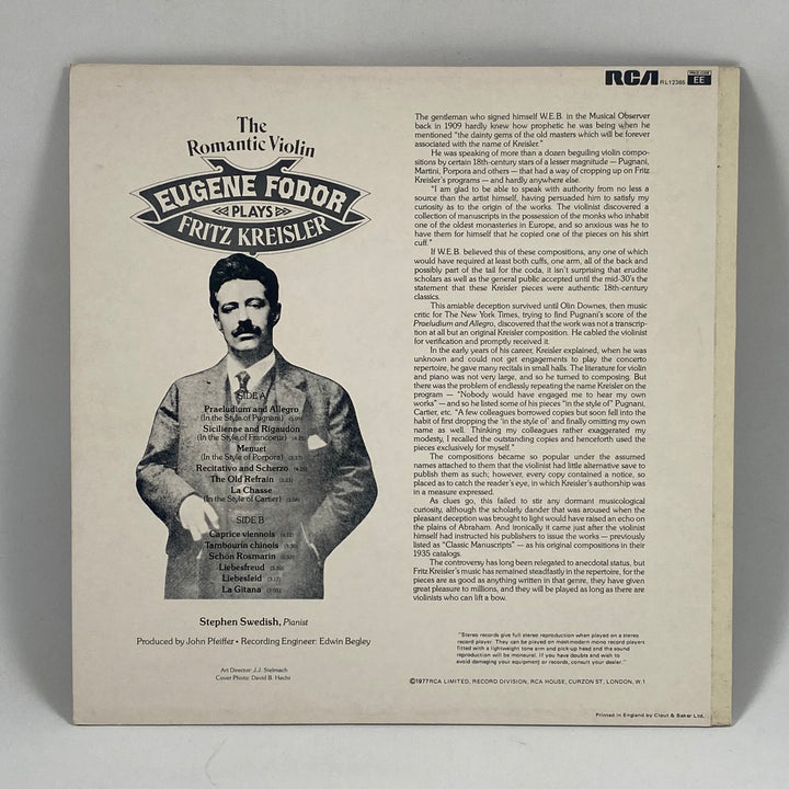 The Romantic Violin vinyl av RCA, retro