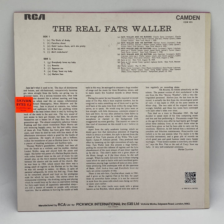 Fats Waller Vinylklassiker - Jazz och Blues Skatter - Homy Secondhand Online