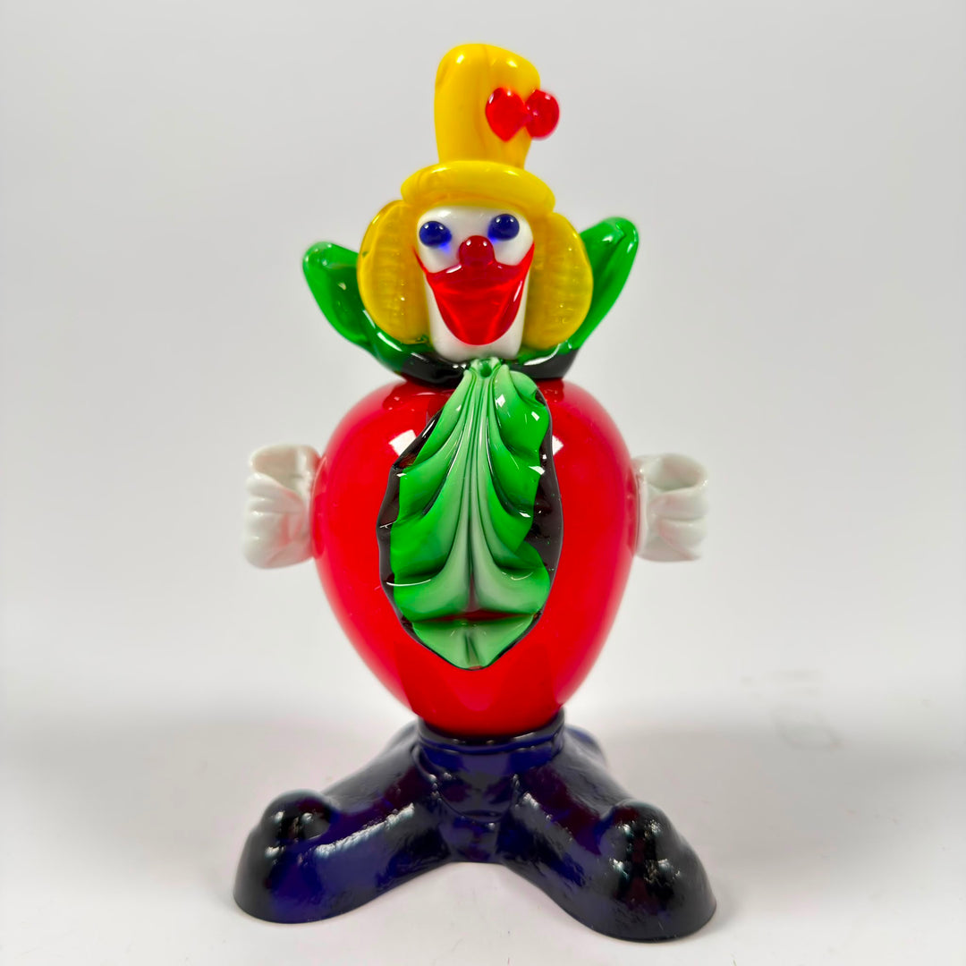Färgstark retro konstglas clownfigur ca 16 cm