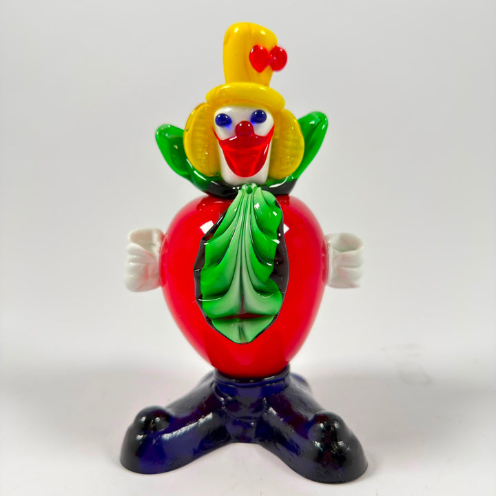 Färgstark retro konstglas clownfigur ca 16 cm
