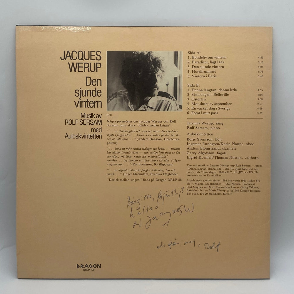 Jacques Werup Den sjunde vintern vinylskiva - Homy Secondhand Online
