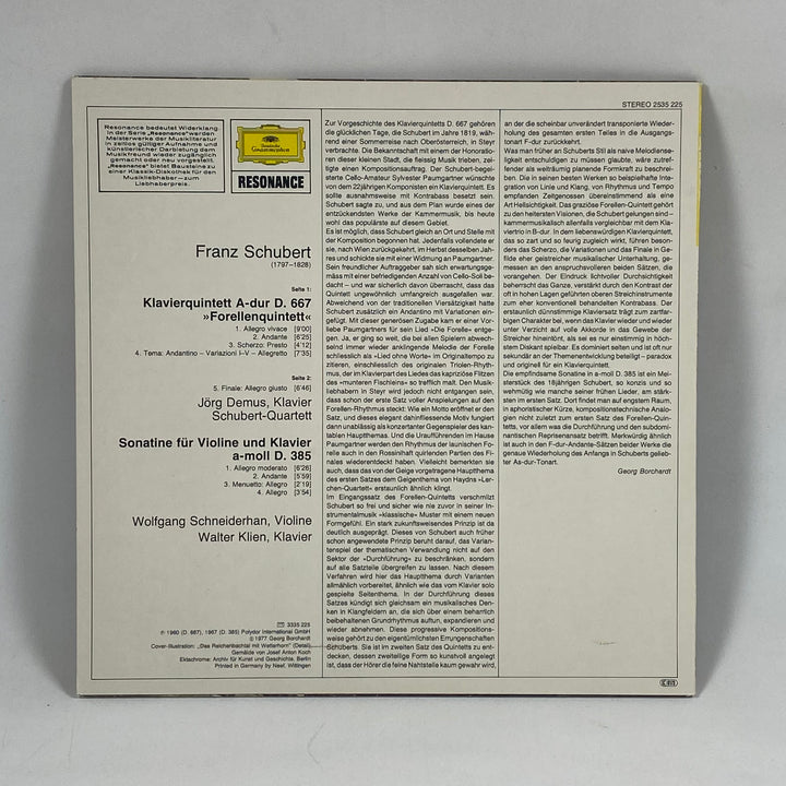 Schubert Quintett Vinyl Deutsche Grammophon Retro