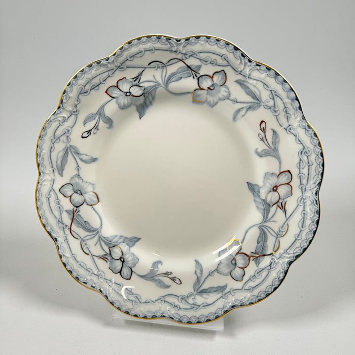 Set med 4 Antika Blomster Tallrikar med Guldkant från Johnson Bros, England - Homy Secondhand Online