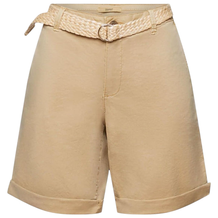 Esprit beige shorts med flätat bälte