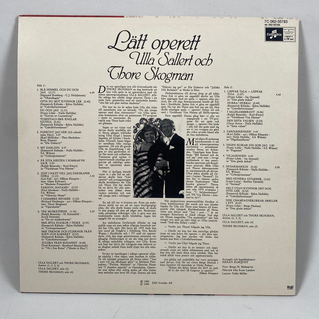 Retro LP-skiva Lätt operett Ulla Sallert Thore Skogman