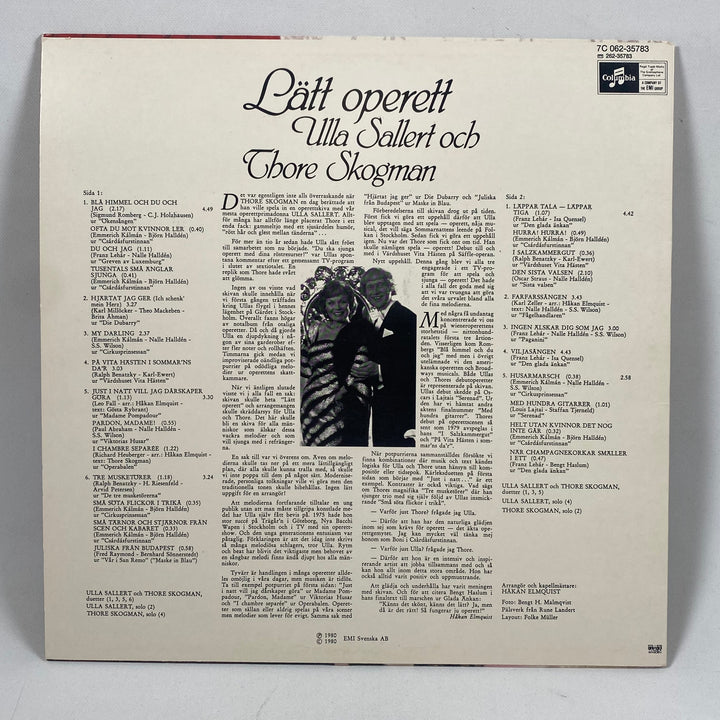 Retro LP-skiva Lätt operett Ulla Sallert Thore Skogman