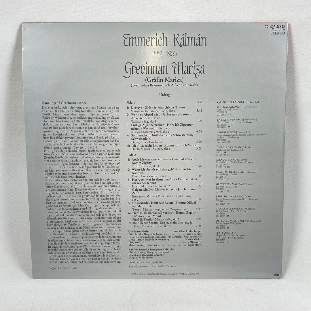 Klassisk Operett Vinyl "Gräfin Mariza" Retro EMI