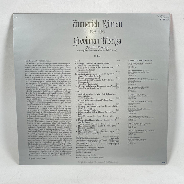 Klassisk Operett Vinyl "Gräfin Mariza" Retro EMI