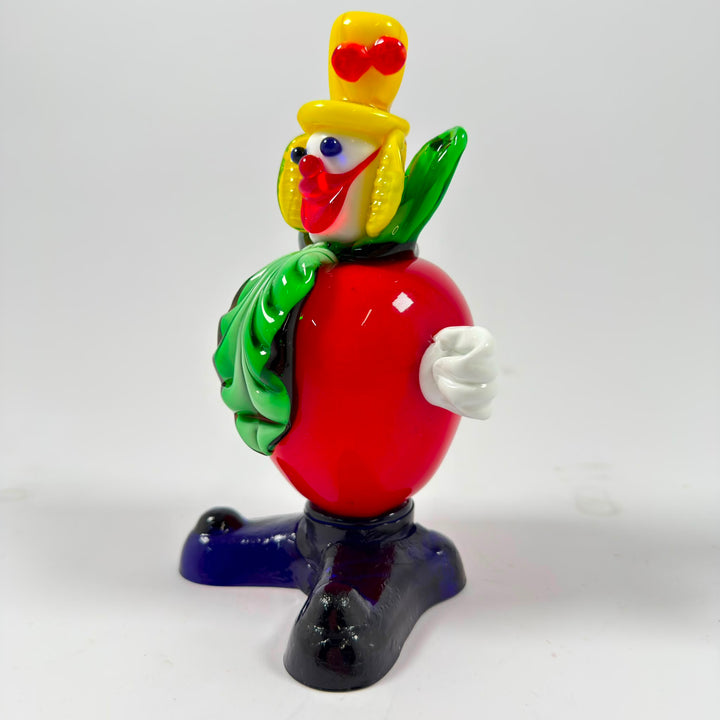 Färgstark retro konstglas clownfigur ca 16 cm