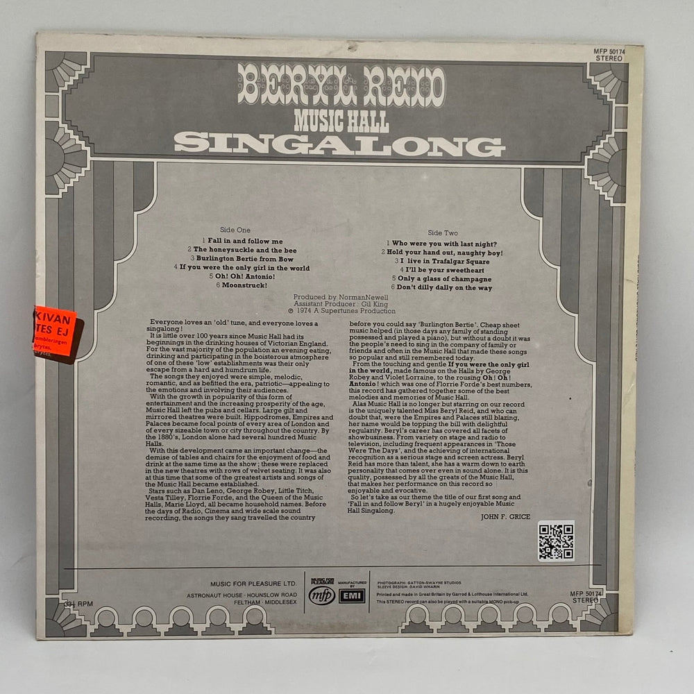Barry Kent Sjunger Musik Hall Singalong Vinyl - Homy Secondhand Online