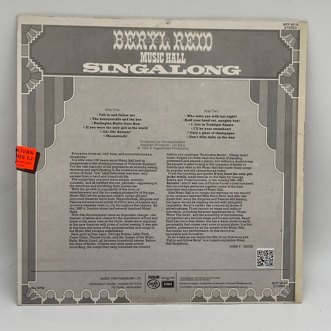 Barry Kent Sjunger Musik Hall Singalong Vinyl - Homy Secondhand Online