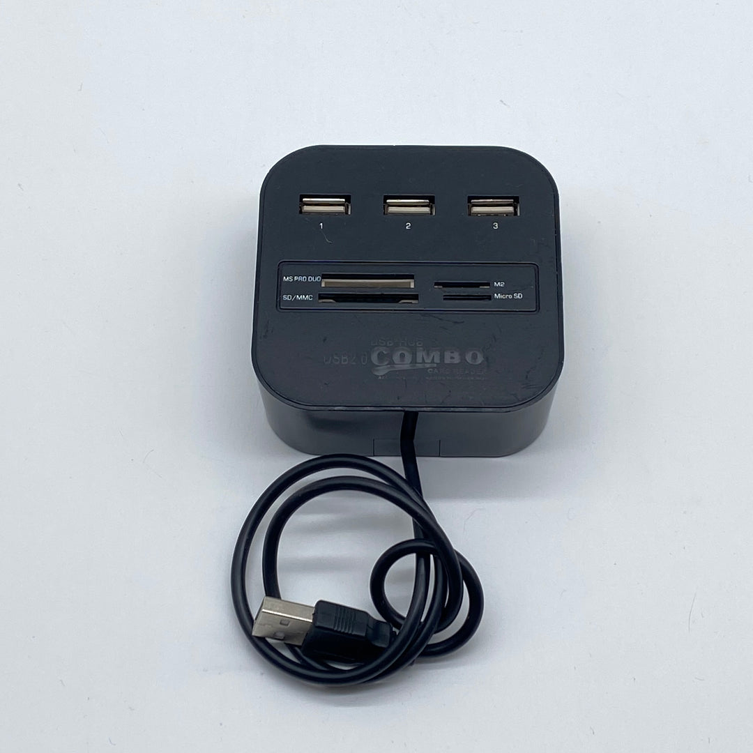 Svart USB-hubb med Minneskortläsare, Flerports