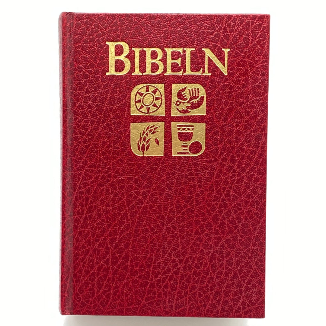 Röd Bibel med gulddetaljer, vintage - Homy Secondhand Online