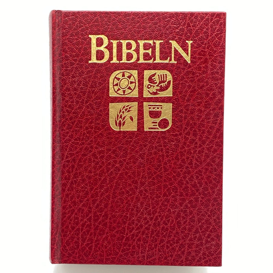 Röd Bibel med gulddetaljer, vintage - Homy Secondhand Online