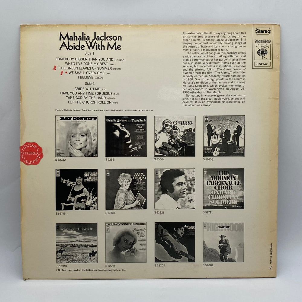 Mahalia Jackson vinyl Abide With Me CBS - Homy Secondhand Online