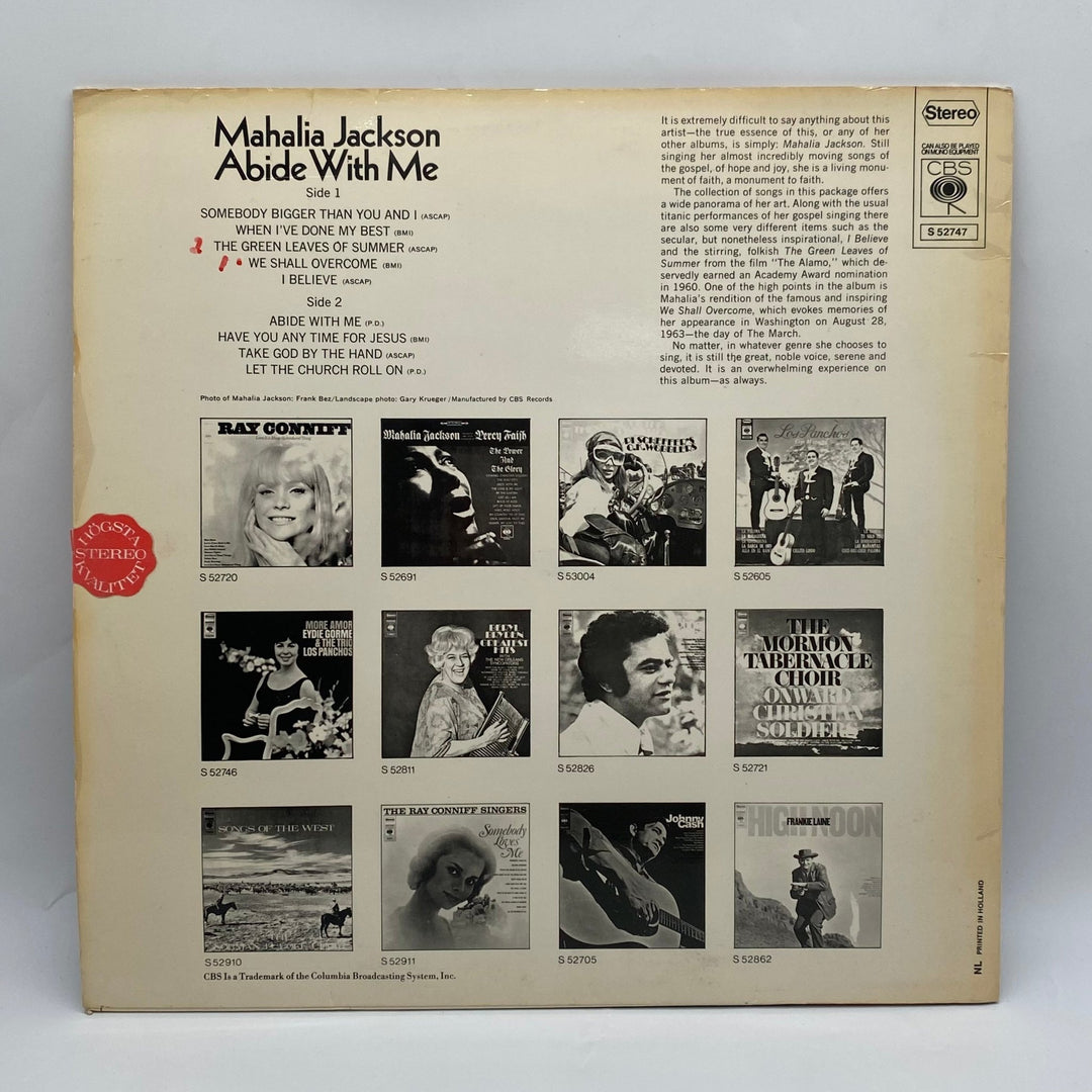 Mahalia Jackson vinyl Abide With Me CBS - Homy Secondhand Online
