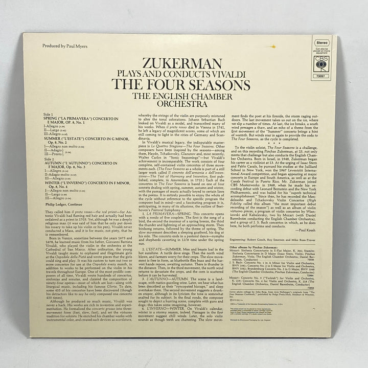 Vinyl Vivaldi De fyra årstiderna Retro