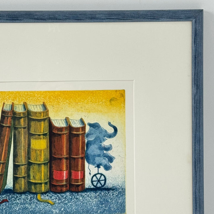 Konsttryck med Bokmotiv och Elefanter - Homy Secondhand Online
